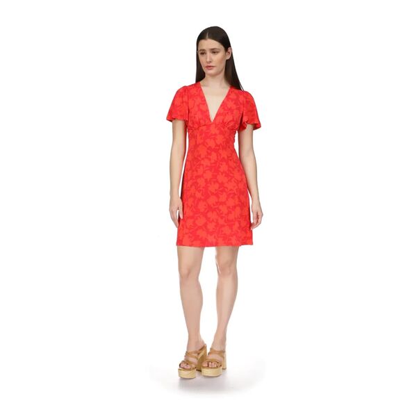 Michael Michael Kors Deep Pink Floral Print Flutter Sleeve Dress | Size S - Picture 1 of 6